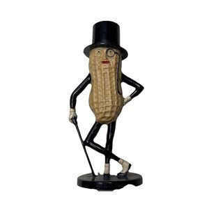 Mr. Peanut Plastic Coin Bank Old Advertising 1990's 8 1/2" Tall based cracked